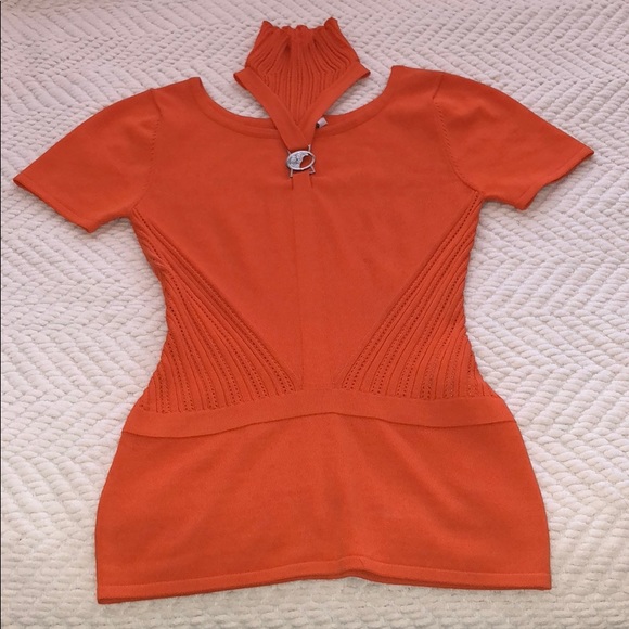 Authentic Gianni Versace Orange Top SZ 40 S - Picture 6 of 8